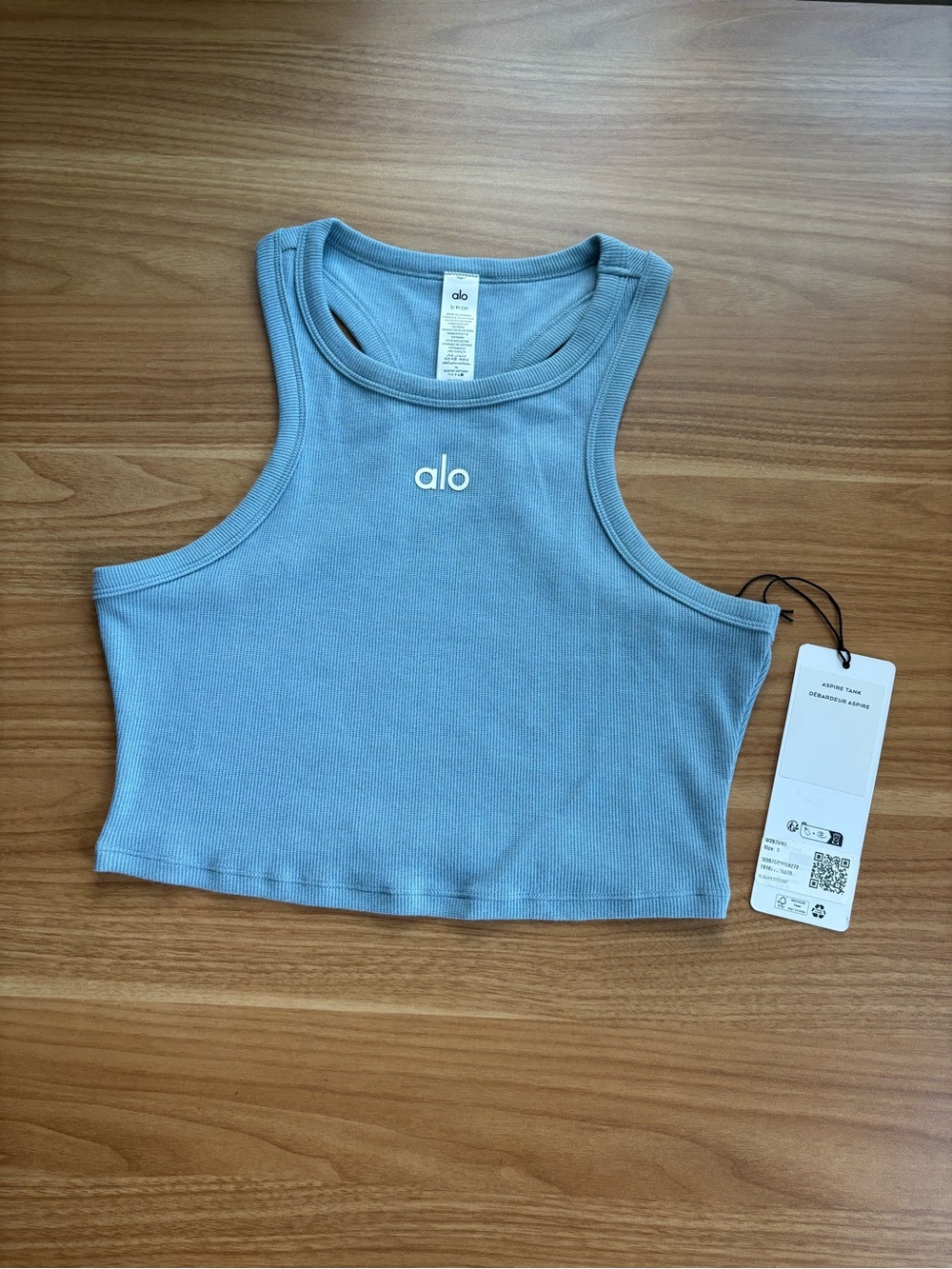 NWT Alo Aspire Tank cropped celestial blue/white S